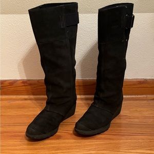 Sorel Toronto Tall Suede Waterproof Wedge Slouchy Boot; Black, 9